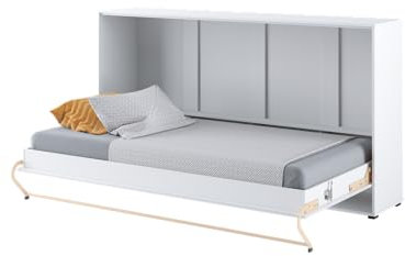 Friderik Concept PRO 6 CP-06 Wandklappbett Horizontal Schrankbett, 90x200 cm (Weiß Hochglanz)
