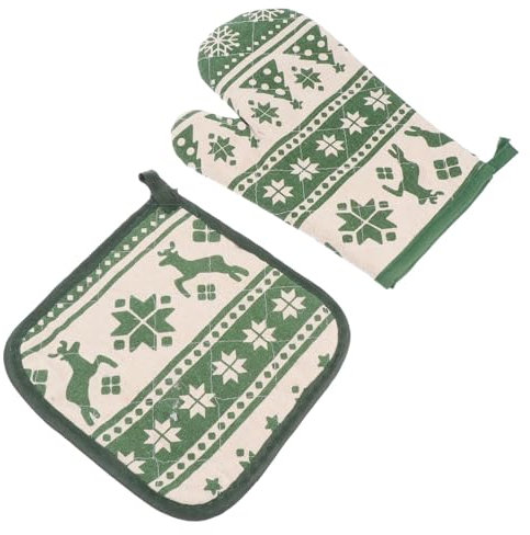 Cabilock Ofenhandschuh Und Topflappen Satz Aus Hitzebeständigem Material Für Küche Und Backen Mit Weihnachtlichem Design Und Schützendem Finger Und Handgelenkschutz