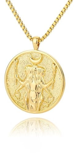 Mythos Hekate Athene Artemis Medaille Münz Halskette, Wundersame Medaillon Königin Halskette Für Frauen