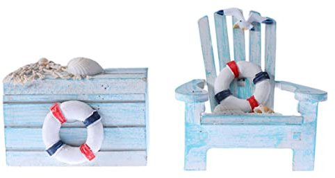 MAGICLULU 2-teiliges Set Mit Mini-strandkorb- Im Mediterranen Stil Holzornament Für Den Schreibtisch Im Kinderzimmer