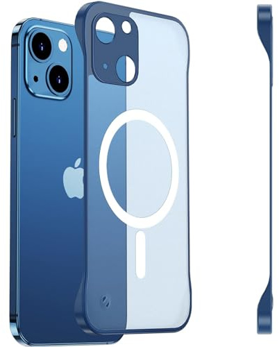 FAOMSEBS Magnetic Edgeless Cover for iPhone 13 Mini for MagSafe (Bare Metal Feeling) [Translucent Matte] [Powerful Magnetic] Slim Case for iPhone 13 Mini Cover Antishock 5.4'' 2021