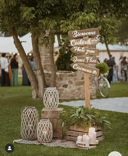 SOLENZO - 5 Stück weiße Pfeil Aufkleber Deko für Hochzeit Landhaus - Rustikal Chic - Natur