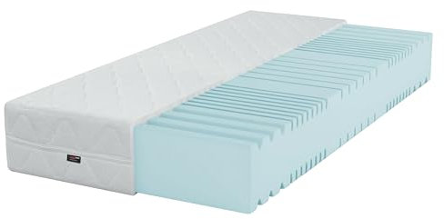 BDW Schaumstoffmatratze Neptun, 15 cm Höhe, H4 Hart, Mit einem Hauch von Silber überziehen, MaxiFoam, Abnehmbarer Bezug (90x200x15cm)