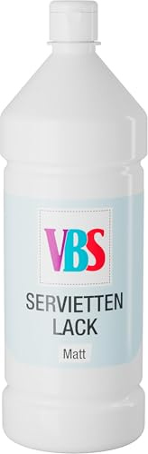 VBS Vernis pour serviettes Mat 100-1000ml Résistant à la lumière Résistant à l'eau à base d'eau Inodore Laque pour serviettes Colle 1000 ml