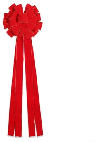 Decoración de lazo gigante de terciopelo rojo para árbol de Navidad, corona, puerta, ventana, grande, 33 x 128 cm, adorno navideño de tela para eventos festivos en interiores y exteriores