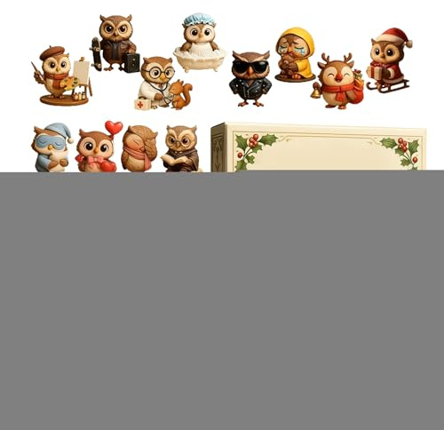 Eulen Adventskalender Für Frauen, Adventskalender 2025 Eule, 2D Flache Acryl Eulen Schlüsselanhänger 24 Stück, 24 Geschenke Mit Mini Eule Anhänger, Einzigartige Wohndeko Und Festliche Dekoration