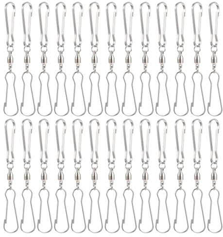 DOITOOL 30 Stück Teiliges Edelstahl Drehhaken Selbstrotierendem Kugellager Wetterfeste Outdoor Metallhaken für Windspiele Vogelfutterspender Blumenampeln und Garten deko