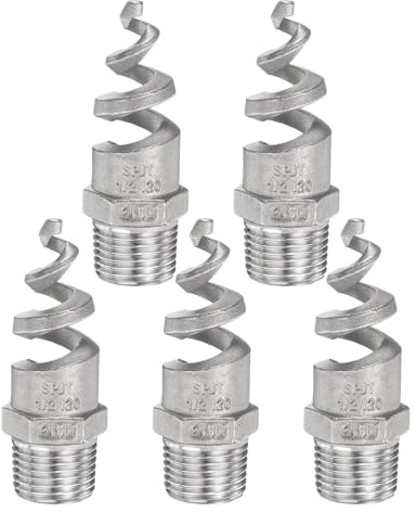 QUARKZMAN 5 Stück Spiral Kegel Düsen PT 1/2 Male 316L Edelstahl Silber | Staubentfernung Sprühnebel Sprinkler, Für Gartenbewässerung Brandschutz Gas Kühlung