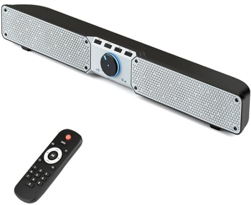 MOBYGKFY Sound bar 20W Portable Speaker Stereo Subwoofer Speakers Column with Remote Control for Computer TV PC(Svart)