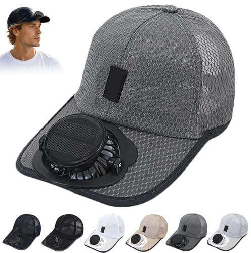 Mütze mit Ventilator, Cap mit Ventilator Solar, USB Aufladbarer KüHl-Sonnenhut, Verstellbarer Sonnenhut für Outdoor-Camping, Radfahren und Angeln