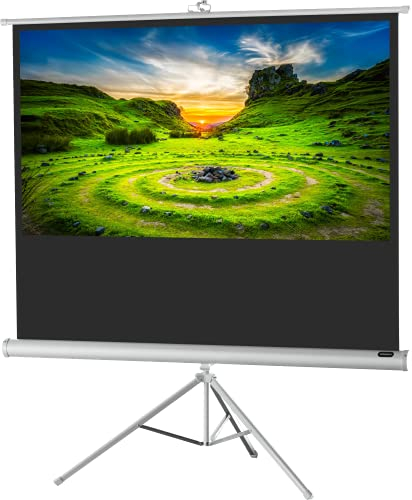 celexon Economy White Tripod screen white 60 | 133x75 cm 16:9 | Mobile, 4K, full HD projector screen with manual roller extension for home cinema, office & outdoor use | incl. stand + carrying handle