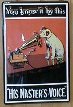 Buddel-Bini Versand Vintage-Tier-Schild Blechschild His Masters Voice (Hochformat) Hund Grammophon Schild 20 x 30 cm Legierter Stahl