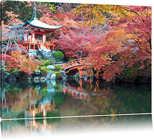 Pixxprint Wunderschönes Kloster in Japan, Größe: 80x60cm, Leinwandbild, fertig gespannt, Wandbild, Dekoration, Kunstdruck, kein Poster