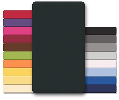 CelinaTex Jersey Topper Spannbettlaken Lucina 90x200-100x200cm schwarz 100% Baumwolle gekämmt bis 12cm Matratzenhöhe Oeko-TEX