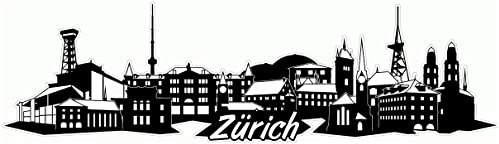 Samunshi® Zürich Skyline Aufkleber Sticker Autoaufkleber City Gedruckt - 15x4,2cm schwarz