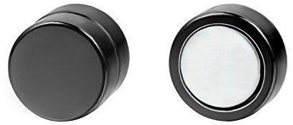 JewelryWe Schmuck Herren Damen Ohrringe Edelstahl Magnet Ohrstecker Fakeplugs Fake Plug Tunnel Ohrclips Ohne Loch Schwarz 8mm