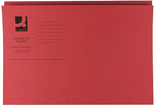 Q-Connect Medium - Weight 250 gsm Foolscap Square Cut Folder - Red (Pack of 100)