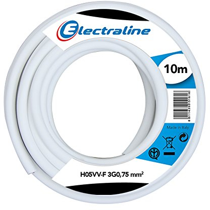 Electraline 11661 Cavo per Prolunghe H05VV-F, Sezione 3G0.75 mm, 10 mt, Bianco