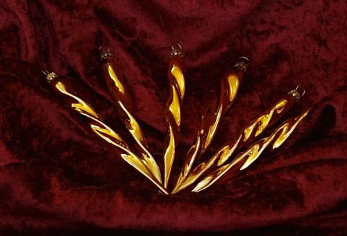 Jingle Bells Lauscha Eiszapfen Gold Glanz 6 Stück 12cm lang