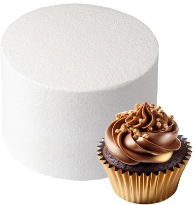 Culpitt 4 x 3 Round Cake Dummy, Straight Edge Cake Form, Practice Cake Decorating or Use for Creating Long-Lasting Displays, Smooth Polystyrene