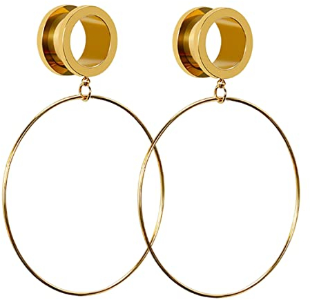 Huacan Tunnel Set Mit Anhänger 6mm 8mm 10mm 12mm 14mm 16mm Ohr Tunnels Sets Silber Rosegold Gold Schwarz Plugs Für Frauen Damen Double Flared Außengewinde Expander Edelstahl Schmuck 2 Stück