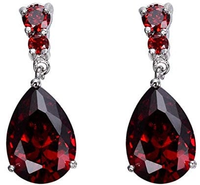 Winwinfly Ladies Multicolor Rhinestone Teardrop Dangle Earrings Jewelry for Women,red