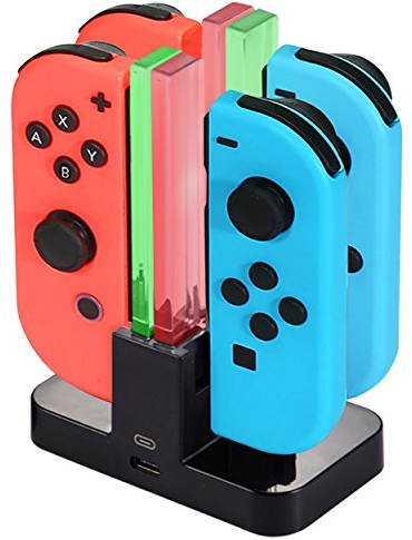 Diyife Ladestation für Nintendo Switch [4 in 1 Joy-Con] - Controller - Ladegerät Typ-C Kabel, mit LED-Anzeige Intelligenter Schaltung