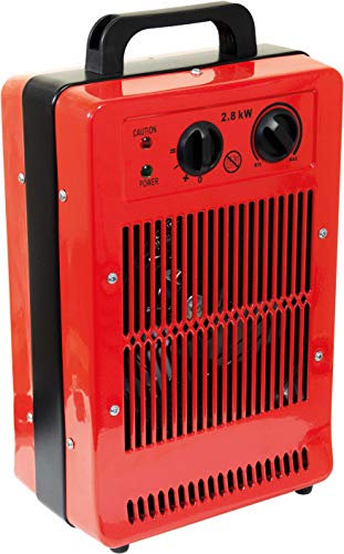 Prem-i-air Elite Electric 2.8kW Turbo Fan PTC Metal Space Heater With Thermostat, 3 Fan Heat Settings and Carry Handle for use in Workshops, Garages, Offices, Shops, Sheds, Greenhouses and Restaurants