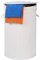 Relaxdays Panier Bambou, Pliable, Corbeille Ronde, 65 L, Sac à Linge, Ø 40 cm, Blanc, Polyester