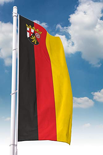 Deitert Bundesland-Flagge Rheinland-Pfalz – 80x200 cm Rheinland-Pfalz Fahne mit Wappen im Hochformat, Hissfahne aus reißfestem Polyester
