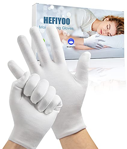 4 Paar feuchtigkeitsspendende Baumwollhandschuhe für Ekzeme und trockene Hände, dehnbar, waschbar, weiße Handschuhe für Damen und Herren