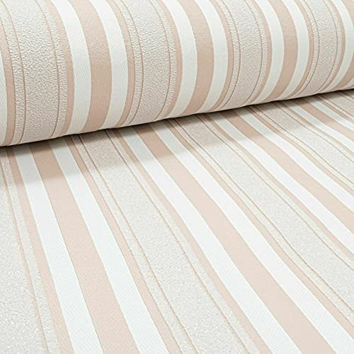 SOPHIE LAURENCE Luxury Easy Paste The Wall Glitter Striped Textured Heavy Vinyl Living Room Wallpaper Blush Pink White