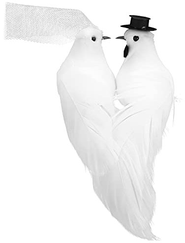 Künstliche Vögel Weihnachten Hochzeit Taubenpaar Schaum Feder Brautpaar Vögel mit Clips Kunstvogel Weihnachtsbaumschmuck für Weihnachtsbaum Garten Hochzeit Deko 1 Paar