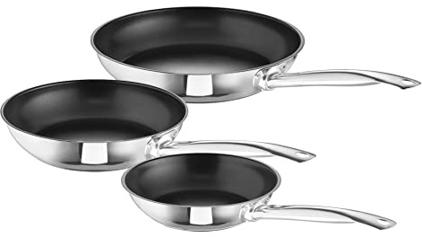 ROHE-Germany Bobby, 3-tlg., Edelstahl Bratpfanne 20 cm, 24 cm und 28 cm, Induktion, 258121-03