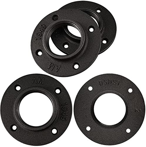 AeKeatDa 4 Stück 5,1 cm Rohrflansch Temperguss Rohrflansche für DIY Heimmöbel Regale Dekoration Industrie
