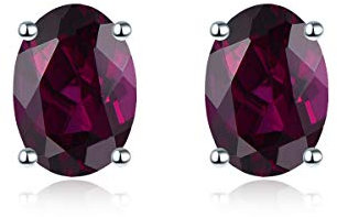 LP LOHASPIE Ohrstecker für Frauen Mädchen Fassung Natürlicher Edelstein Geburtsstein Ohrstecker Massives 925er Sterlingsilber rhodiniert Schlichter Stil Feiner Schmuck (Rhodolith Granat)