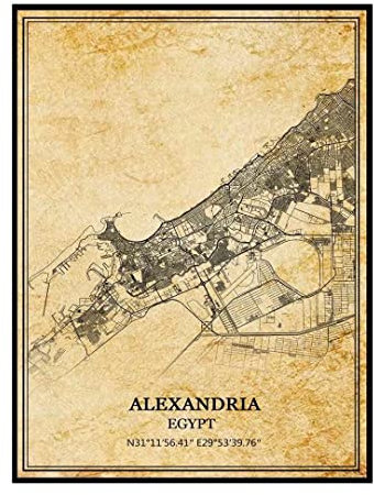 Alexandria Ägypten Wandkunst, Vintage-Druck, Poster, Leinwand, Karte, Kunstwerk, Reise, Souvenir, Geschenk, Heimdekoration, ungerahmt 9x11 inches