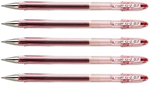 Pilot Gelschreiber, G1-07, mittlere Spitze, 0,7 (Strichstärke 0,5), Rot, 5 Stück