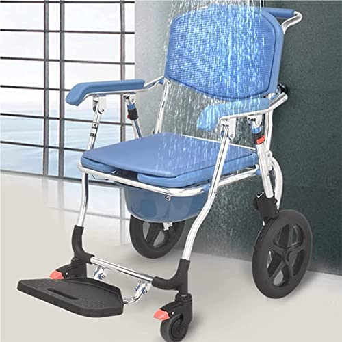 MIUXE Toilettensitze & Kommoden Duschrollstuhl, Toilettenstuhl für Toilette mit Klappbaren Armlehnen, Toilettentransportstuhl mit Rädern, Duschrollstuhl-kommode es**