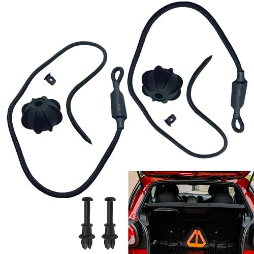 Car Parcel Shelf Cords, 1 Pair Interior Rear Parcel Shelf Strings with 2pcs Clip Holders, Tonneau Cover Strap Cord Hanging Rope Car Accessories Replacement, Fits for VW Golf Audi Hatchback Models