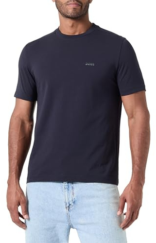 BOSS Mens Logo T-Shirt, Design Short Sleeve Cotton Dark Blue M