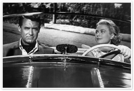 Cary Grant und Grace Kelly, 1955 Poster 60 x 40 cm Schwarz-Weiß Wandbilder Wanddeko