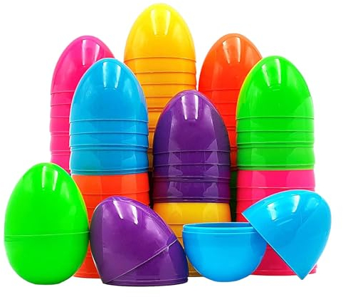 Oldmoom 50 Stück Plastik-Ostereier zum Füllen für die Eiersuche, Hohle Kunststoffeier zu Ostern, Ostereier Zum Befüllen, BOsterkorbfüller für die Ostersuche, füllbare Eier