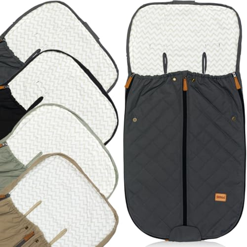 Fillikid Fußsack Light Big Sommerfußsack mit Baumwoll-Jersey universal Buggy Kinderwagen Jogger 100x50cm (Grau)