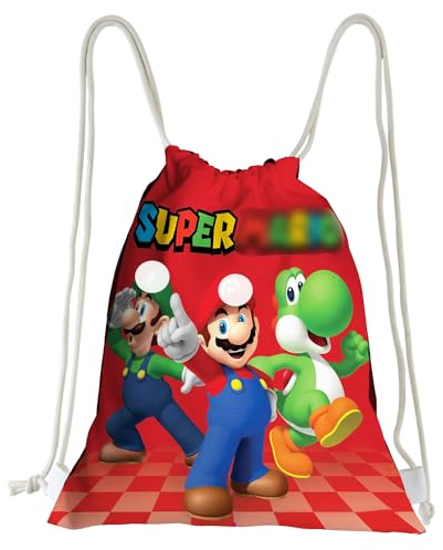 MAJEQZGY Mario Turnbeutel mit Kordelzug Großer Sportrucksack String-Beutel mit Kordelzug für Damen und Herren, Reise Strand Schultasche für Kinder, Jungen, Mädchen (Rotes Spiel)