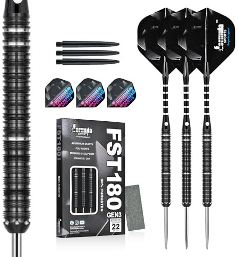 Formula Sports Dartpfeile mit Metallspitze 90% Tungsten Steel-Dartpfeile 3 Stück Profi Steeldarts in 21, 22, 23, 24 Gramm