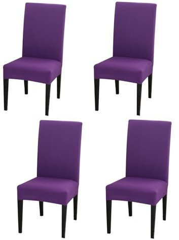 Gluhbirnen Stuhlhussen 4er Set, Stretch Abnehmbare Waschbar Stuhlbezug, Hussen für Stühle, Stuhlbezug Sitzfläche, Geeignet für Hotels, Bankette, Restaurants, Familien, Lila