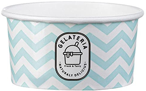 VEPATIM 100 Eisbecher aus Papier Zick Zack Motiv blau 145 ml 5oz