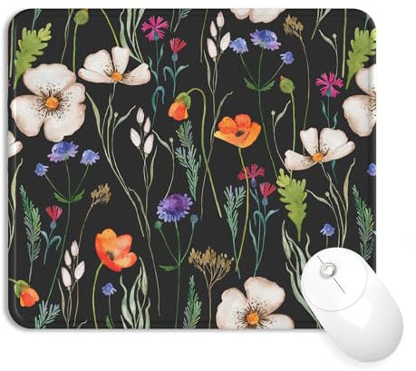 Giecy Gaming Mouse Pad, Durable Stitched Edges Mouse Mat, Lycra Surface, Non-Slip Rubber Base for PC, Laptop, Office, Gaming (Colorful flowers)