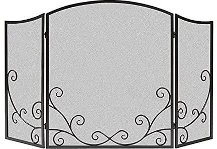 für Holzkamin, 3 Platten Eisengitter, großer Faltbarer Funkenschutz für Feuerstelle, Netzabdeckung für